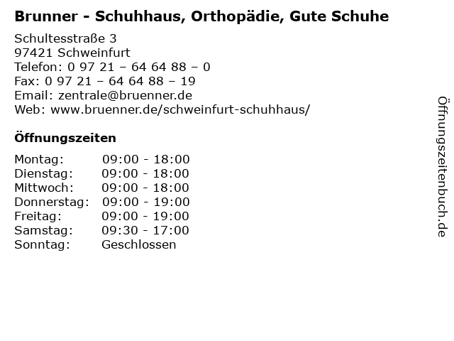 ᐅ Öffnungszeiten „Brunner Schuhhaus, Orthopädie, Gute ᐅ Öffnungszeiten „Brunner Schuhhaus, Orthopädie, Gute